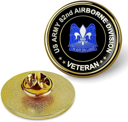 US Army 82nd Airborne Division Veteran Tie Suit Shirt Lapel Pin - Gold