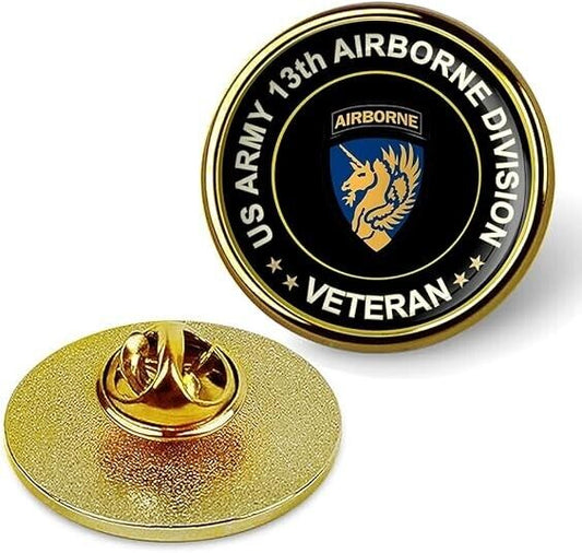 US Army 13th Airborne Division Veteran Tie Suit Shirt Lapel Pin - Gold