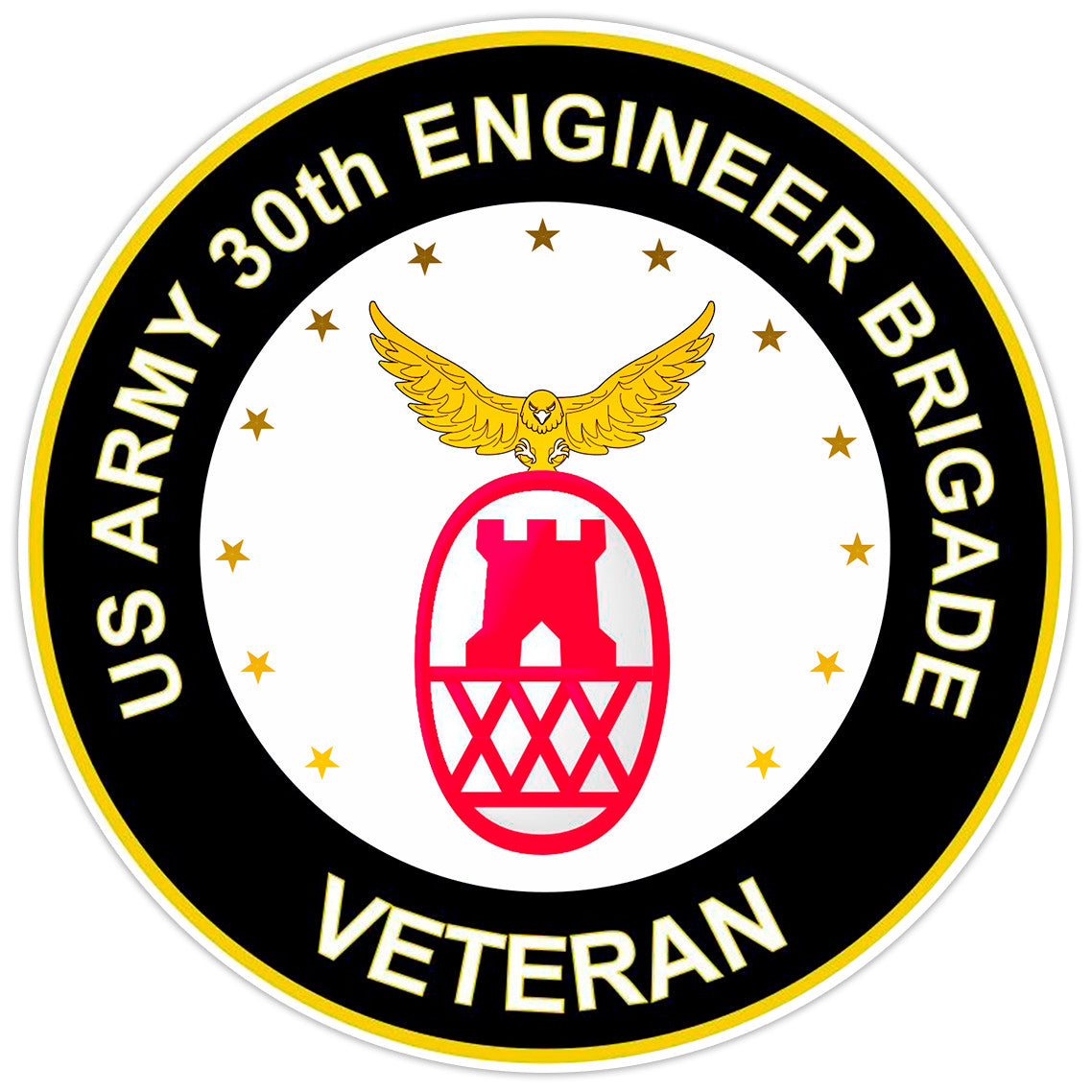 US Army 30th Engineer Brigade Veteran Bumper Sticker Military Vinyl Decal 5"
