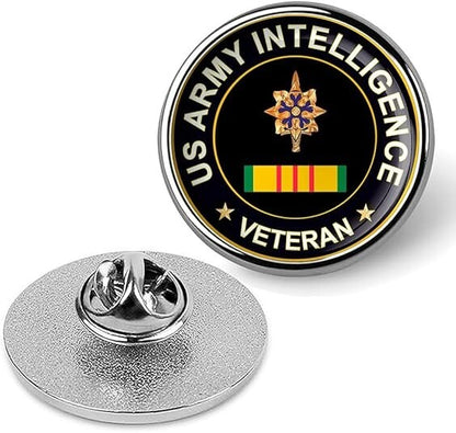 US Army Intelligence Veteran Tie Suit Shirt Lapel Pin - Silver