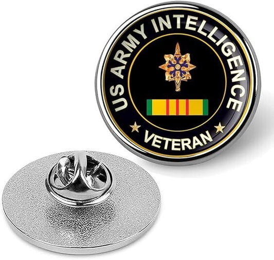 US Army Intelligence Veteran Tie Suit Shirt Lapel Pin - Silver
