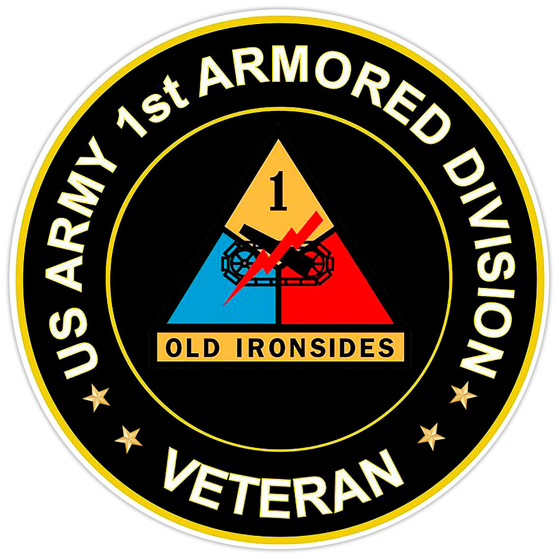 US Army 1st Armored Division Veteran Bumper Sticker Military Vinyl Decal 5"