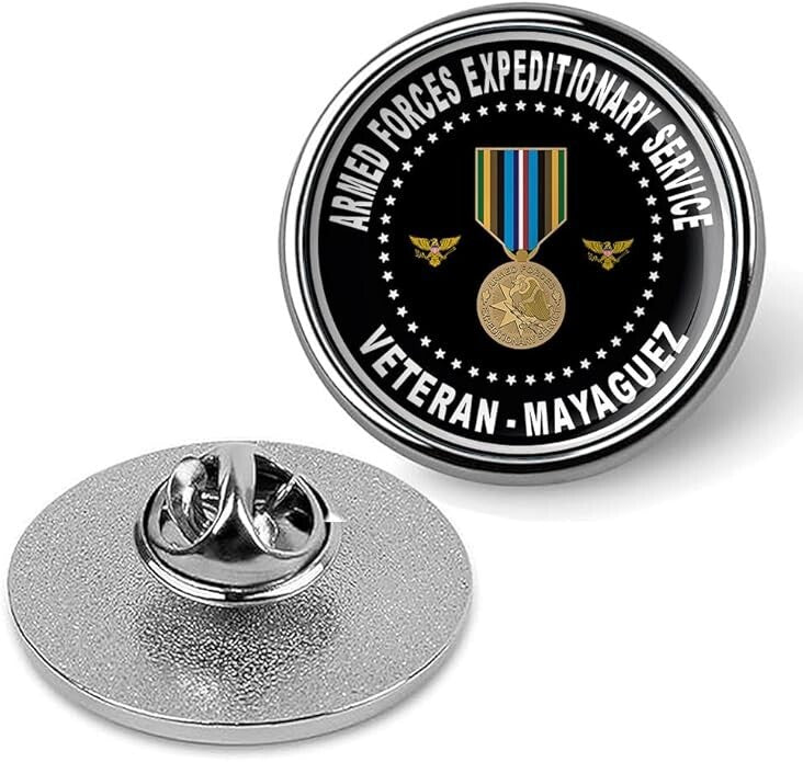 Armed Forces Expeditionary Service Veteran Mayaguez Lapel Pin-Silver