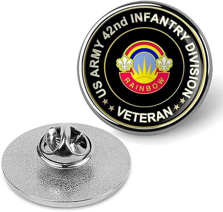 US Army 42nd Infantry Division Veteran Tie Suit Shirt Lapel Pin - Silver