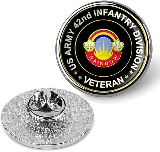 US Army 42nd Infantry Division Veteran Tie Suit Shirt Lapel Pin - Silver