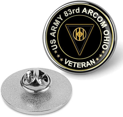 US Army 83rd Arcom Ohio Veteran Tie Suit Shirt Lapel Pin - Silver