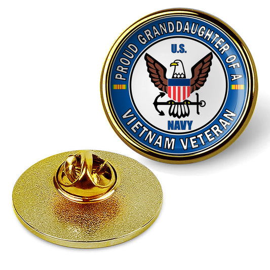 U.S. Navy Proud Granddaughter of a Vietnam Veteran Tie Tac, Lapel Pin - Gold
