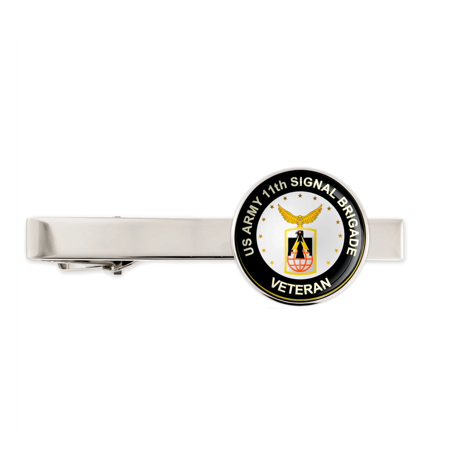 Us Army 11th Signal Brigade Military Veteran Tie Clip Tie Bar Gift