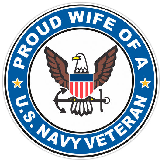U.S. Navy Veteran Proud Wife Bumper Sticker Military Vinyl Soldier Decal 5"