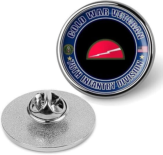 Cold War Veteran 78th Infantry Division Tie Suit Shirt Lapel Pin - Silver