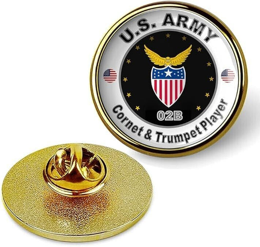United States Army Cornet & Trumpet Player Tie Suit Shirt Lapel Pin - Gold