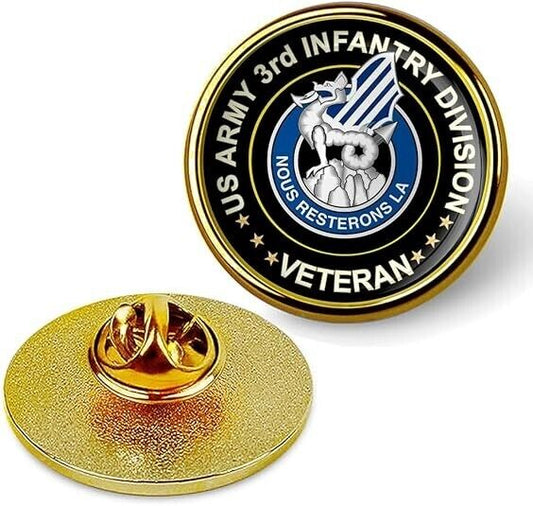 US Army 3rd Infantry Division Veteran Tie Suit Shirt Lapel Pin - Gold