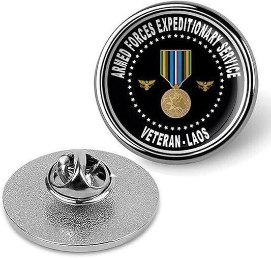 Armed Forces Expeditionary Service Veteran - Laos Lapel Pin-Silver