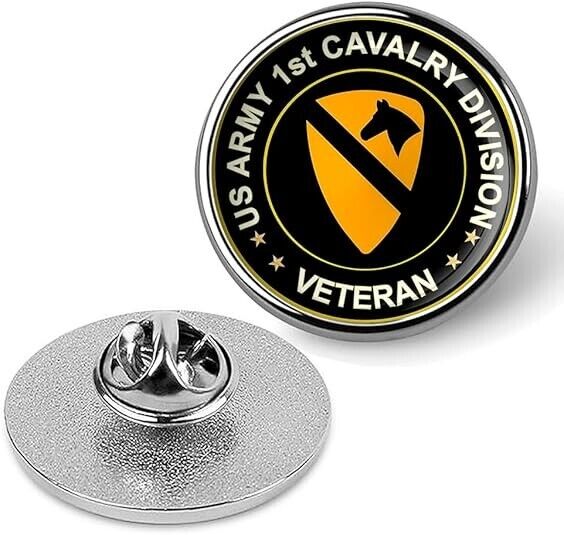 US Army 1st Cavalry Division Veteran Tie Suit Shirt Lapel Pin - Silver