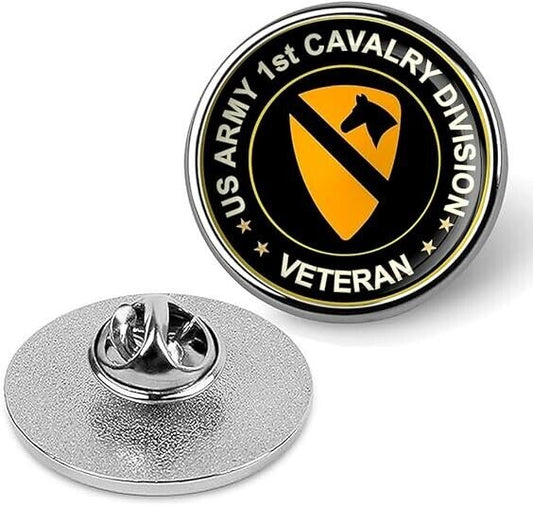 US Army 1st Cavalry Division Veteran Tie Suit Shirt Lapel Pin - Silver