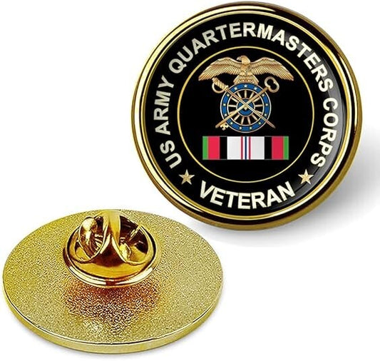 US Army Quartermasters Corps Veteran Tie Suit Shirt Lapel Pin - Gold