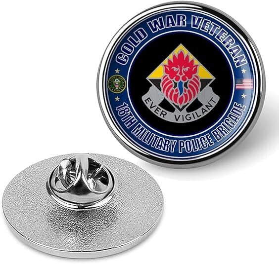 Cold War Veteran 18th Military Police Brigade Tie Suit Shirt Lapel Pin - Silver