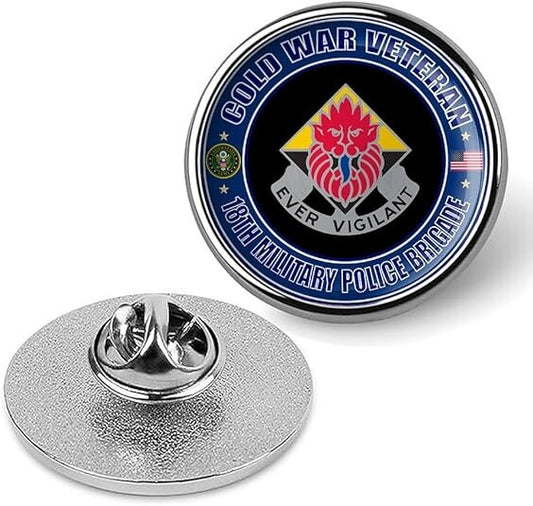 Cold War Veteran 18th Military Police Brigade Tie Suit Shirt Lapel Pin - Silver