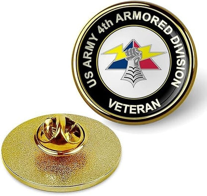 U.S. Army 4th Armor Division Veteran Lapel Pin Tie Suit Shirt Lapel Pin-Gold