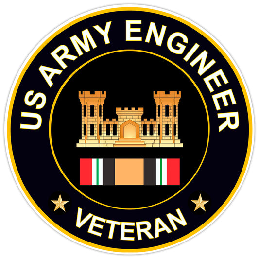US Army Engineer Veteran Bumper Sticker Military Vinyl Soldier Decal 5"