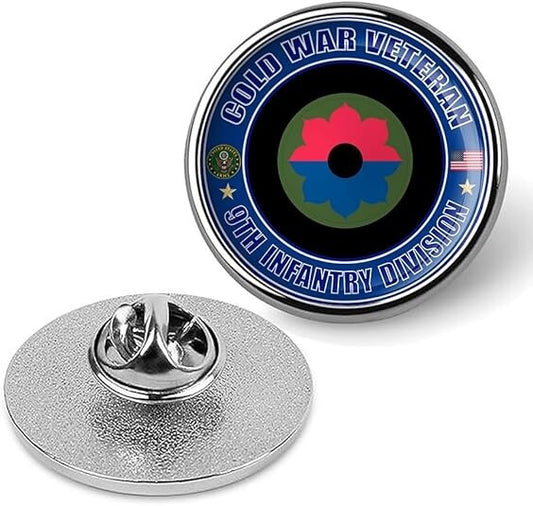 Cold War Veteran 9th Infantry Division Tie Suit Shirt Lapel Pin - Silver