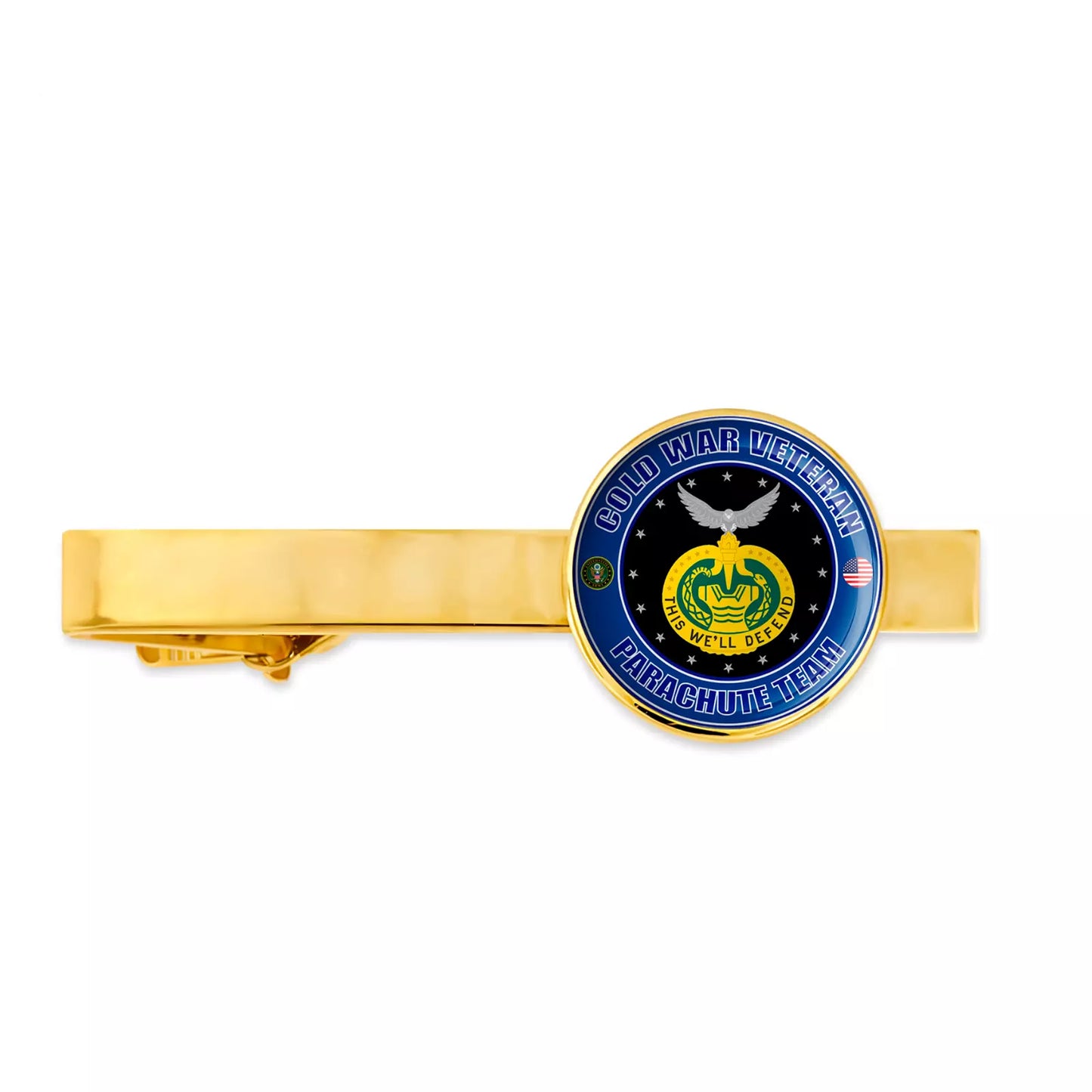 Us Army Cold War Veteran Parachute Team Military Tie Clip Tie Bar Gift