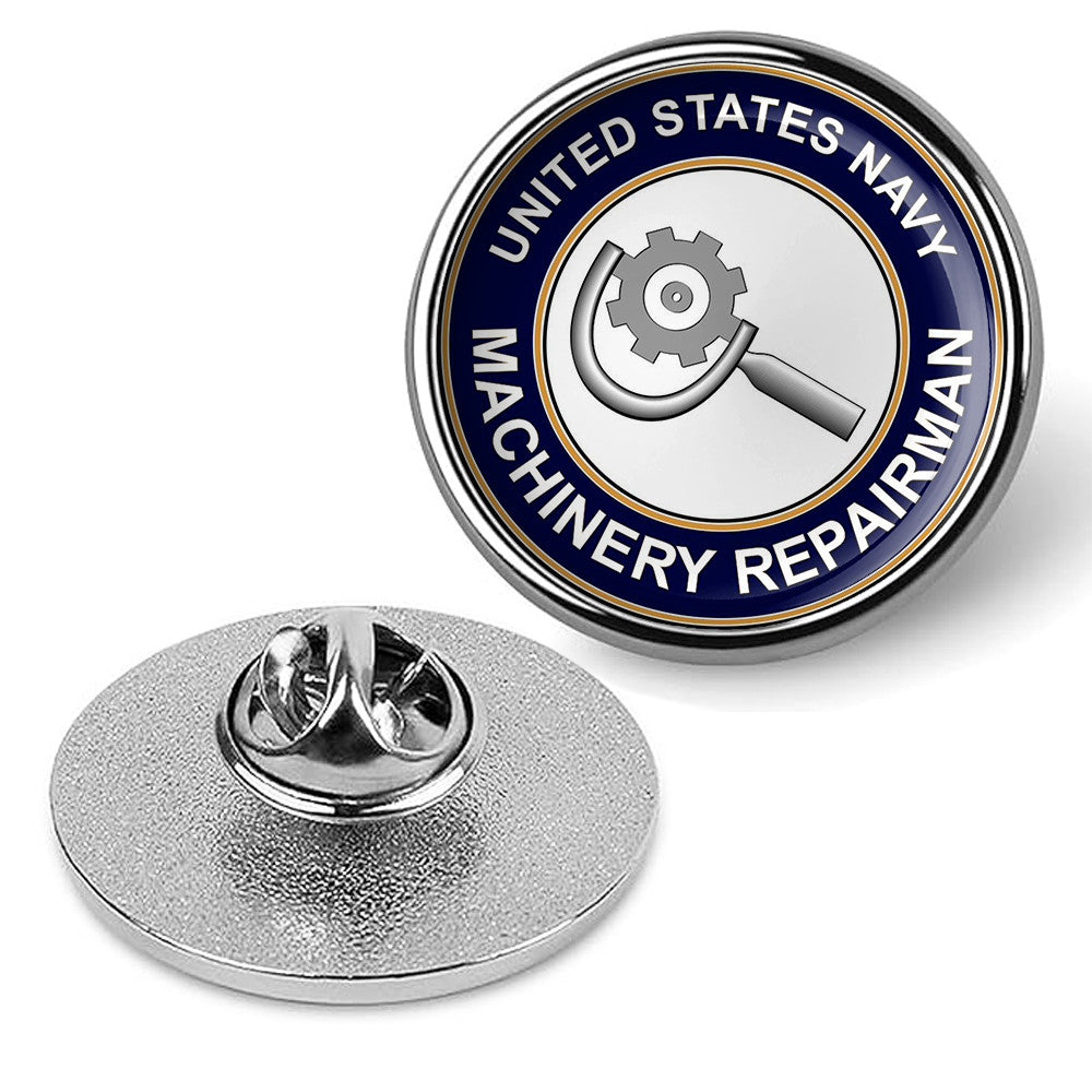 U.S. Navy Machinery Repairman Tie Tac, Hat Pin, Military Lapel Pin - Silver
