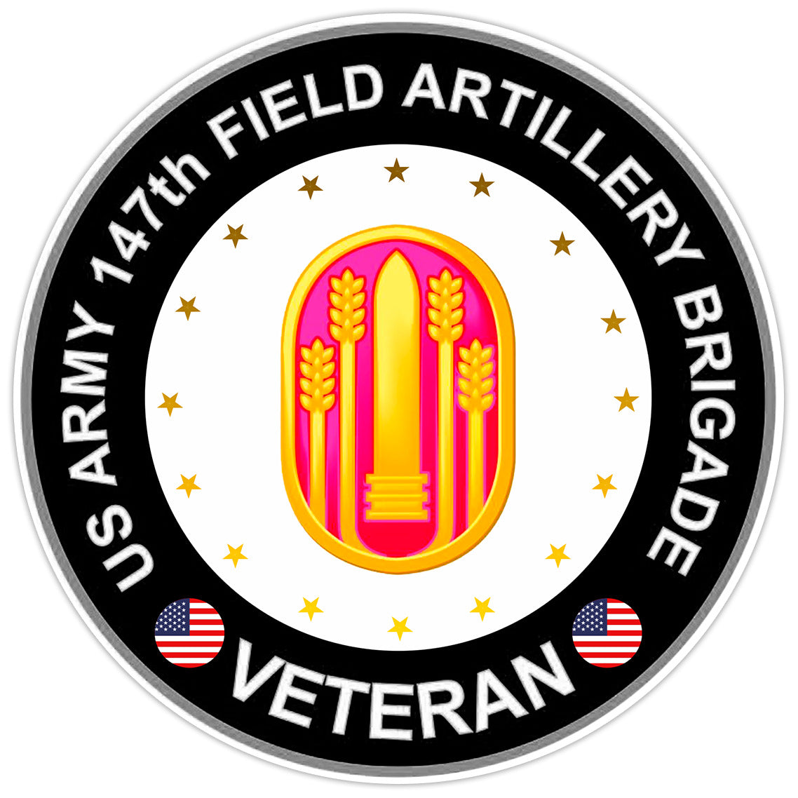 US Army 147th Field Artillery Veteran Bumper Sticker Military Vinyl Decal 5"