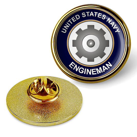 U.S. Navy Engineman Tie Tac, Hat Pin, Badge, Military Emblem Lapel Pin - Gold