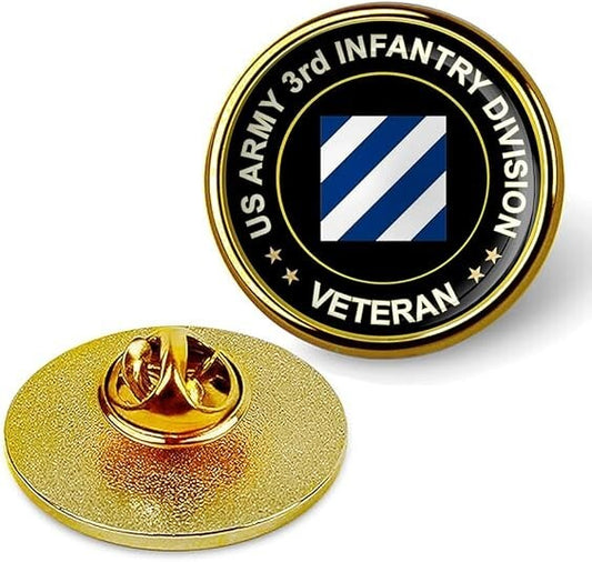 US Army 3rd Infantry Division Veteran Tie Suit Shirt Lapel Pin - Gold