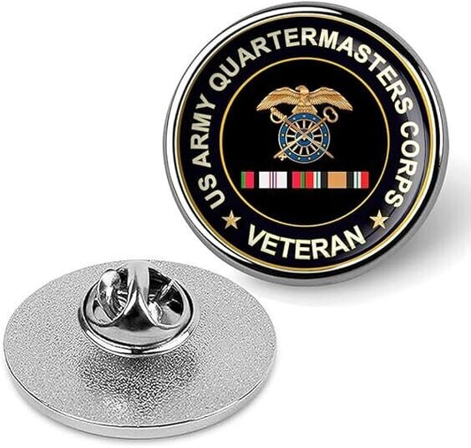 US Army Quartermasters Corps Veteran Tie Suit Shirt Lapel Pin - Silver