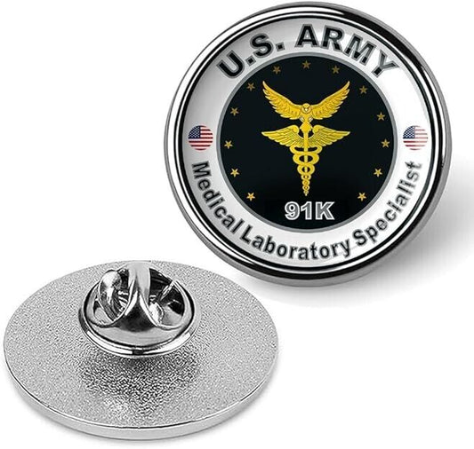 United States Army Medical Laboratory Specialist Tie Shirt Lapel Pin - Silver