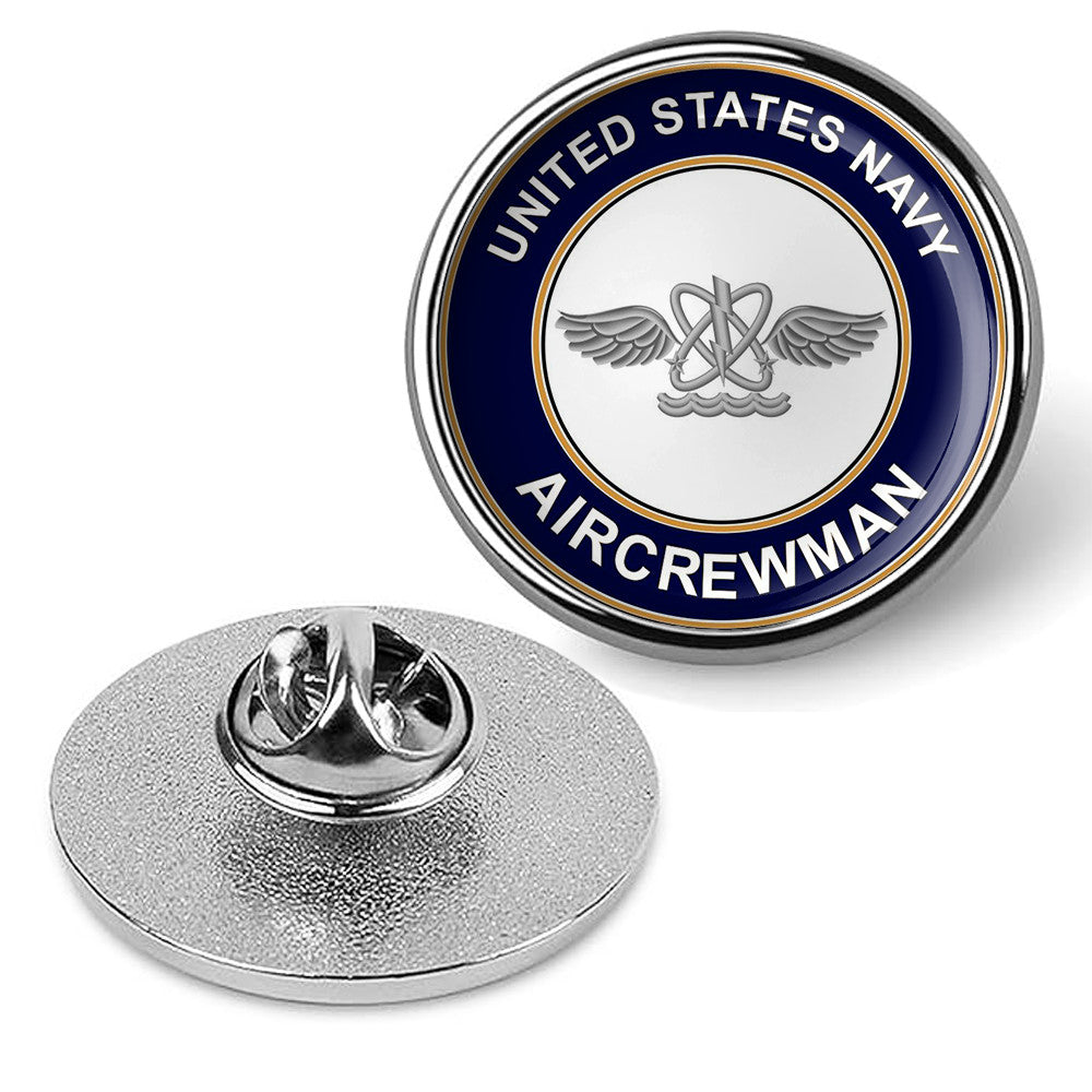 U.S. Navy Naval Aircrewman Tie Tac, Hat Pin, Military Emblem Lapel Pin - Silver