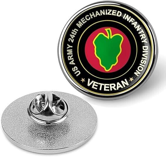 US Army 24th Mechanized Infantry Division Tie Suit Shirt Lapel Pin-Silver