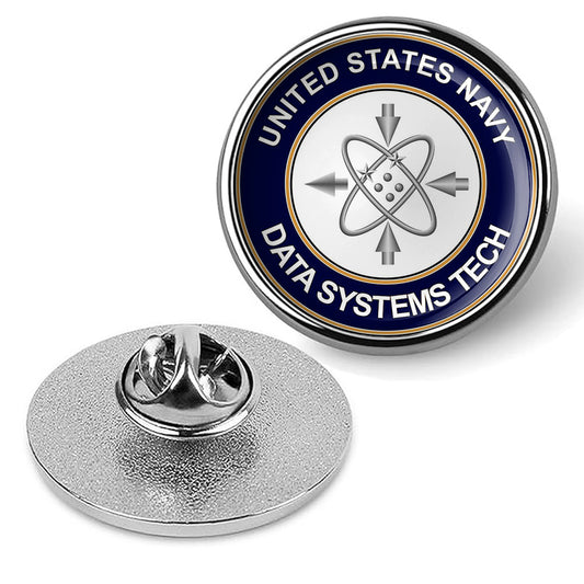U.S. Navy Data Systems Tech Tie Tac, Hat Pin, Badge, Military Lapel Pin - Silver
