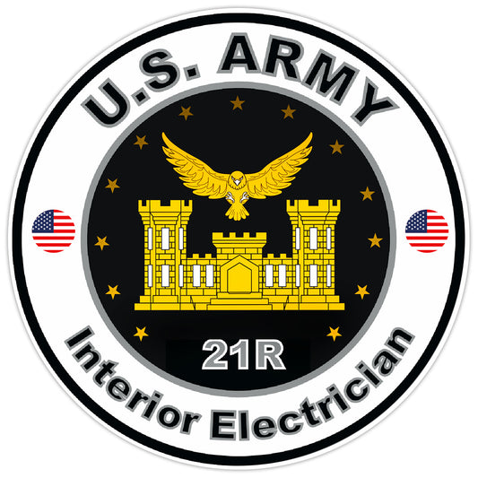 United States Army Interior Electrician Bumper Sticker Military Soldier Decal 5"