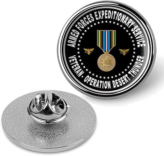 Armed Forces Expeditionary Service Operation Desert Thunder Lapel Pin-Silver