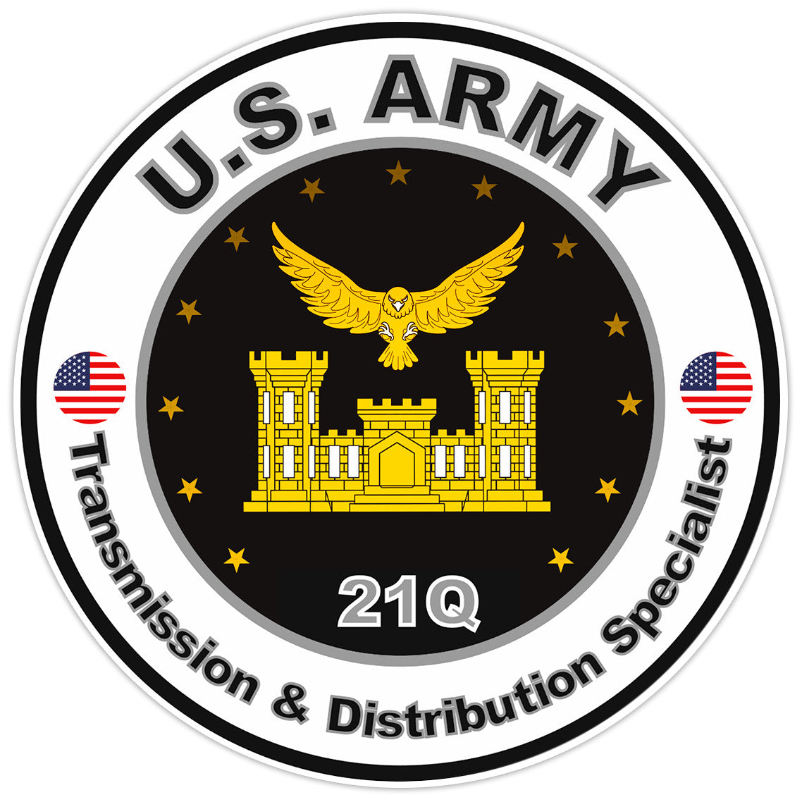 US Army Transmission & Distribution Specialist Bumper Sticker Military Decal 5"