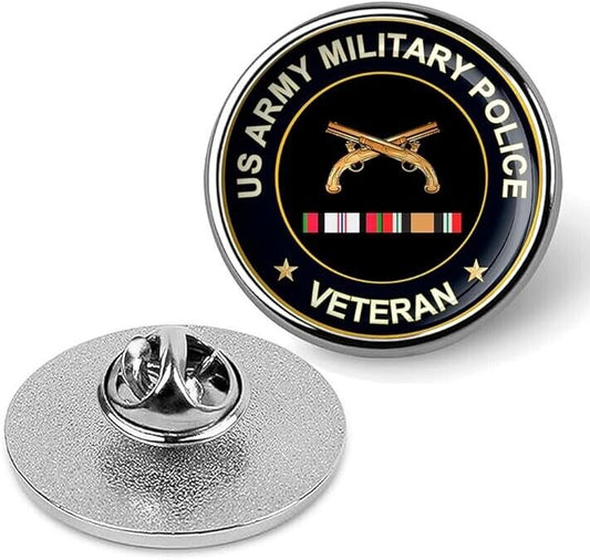 US Army Military Police Veteran Tie Suit Shirt Lapel Pin - Silver