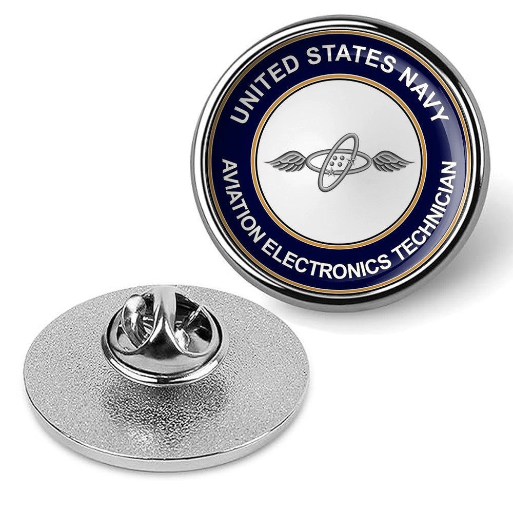 U.S. Navy Aviation Electronics Technician Tie Tac, Hat Pin, Lapel Pin - Silver