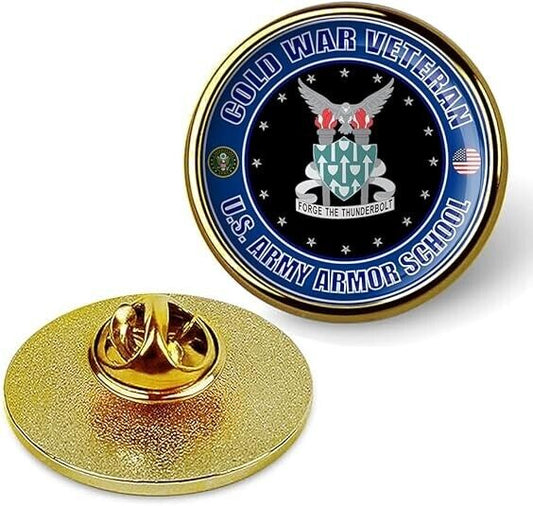 Cold War Veteran United States Army Armor School Tie Suit Shirt Lapel Pin - Gold