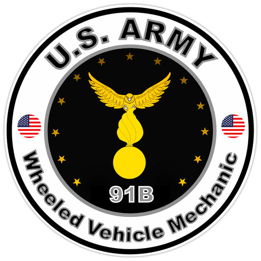 US Army Wheeled Vehicle Mechanic Bumper Sticker Military Soldier Decal 5"