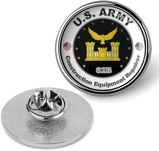 United States Army Construction Equipment Repairer Tie Shirt Lapel Pin - Silver