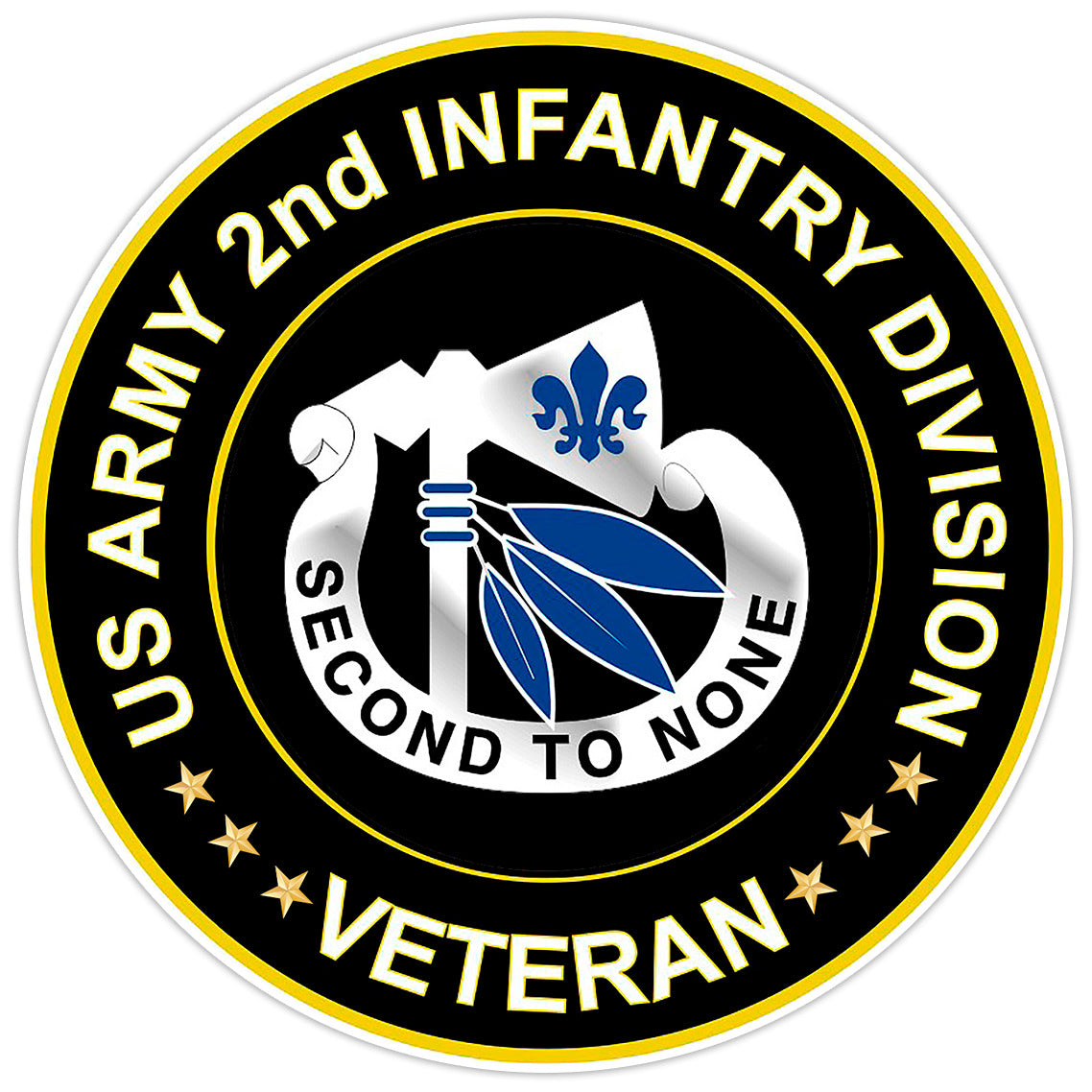 US Army 2nd Infantry Division Veteran Bumper Sticker Military Vinyl Decal 5"