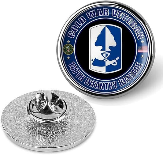 Cold War Veteran 187th Infantry Brigade Tie Suit Shirt Lapel Pin - Silver