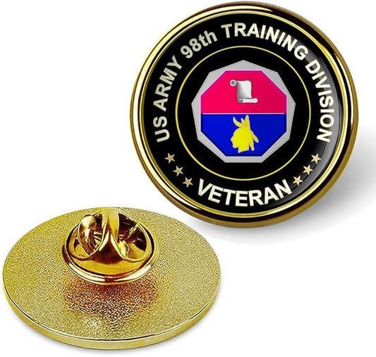 US Army 98th Training Division Veteran Tie Suit Shirt Lapel Pin - Gold