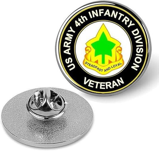 U.S. Army 4th Infantry Division Veteran Lapel Pin Tie Suit Shirt Pinback-Silver