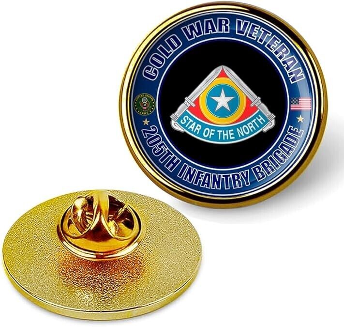 Cold War Veteran 205th Infantry Brigade Tie Suit Shirt Lapel Pin - Gold