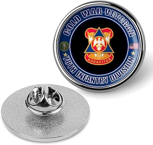 Cold War Veteran 78th Infantry Division Tie Suit Shirt Lapel Pin - Silver