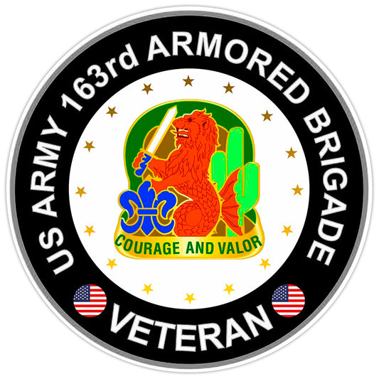 US Army 163rd Armored Brigade Veteran Bumper Sticker Military Vinyl Decal 5"